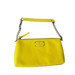 Kate Spade Byrd Chain Link Yellow Leather Chain Strap Clutch Bag With Polka Dot